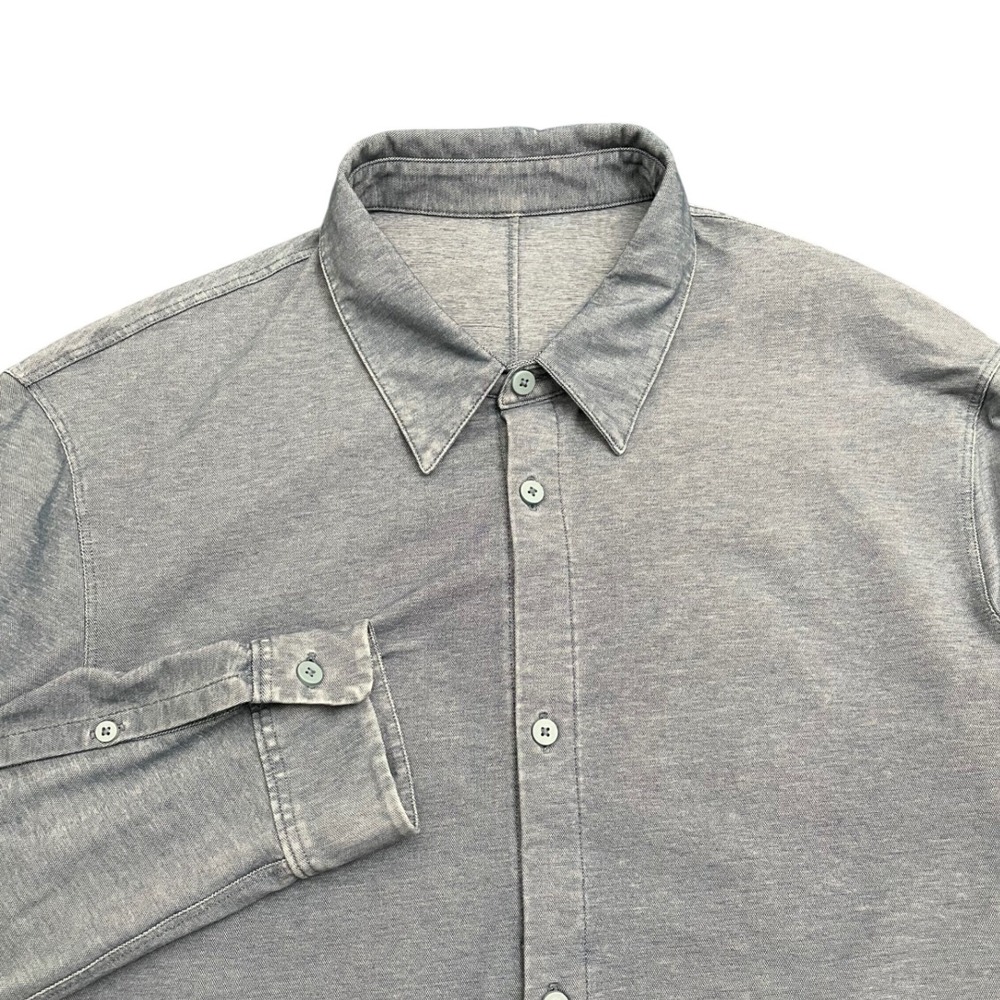 Lululemon Commission Long Sleeve Shirt Mens Large Blue Button Up Tech Oxford